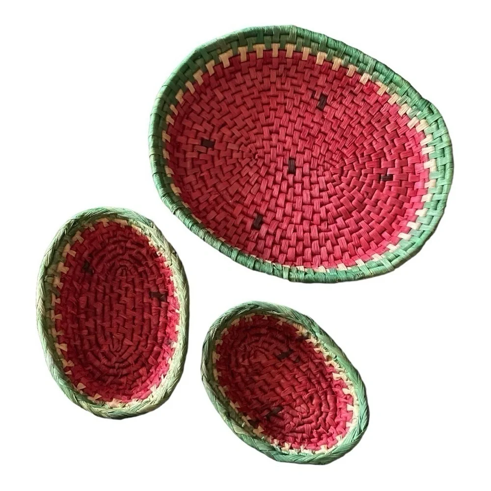 WATERMELON WICKER BASKETS-SET OF 3